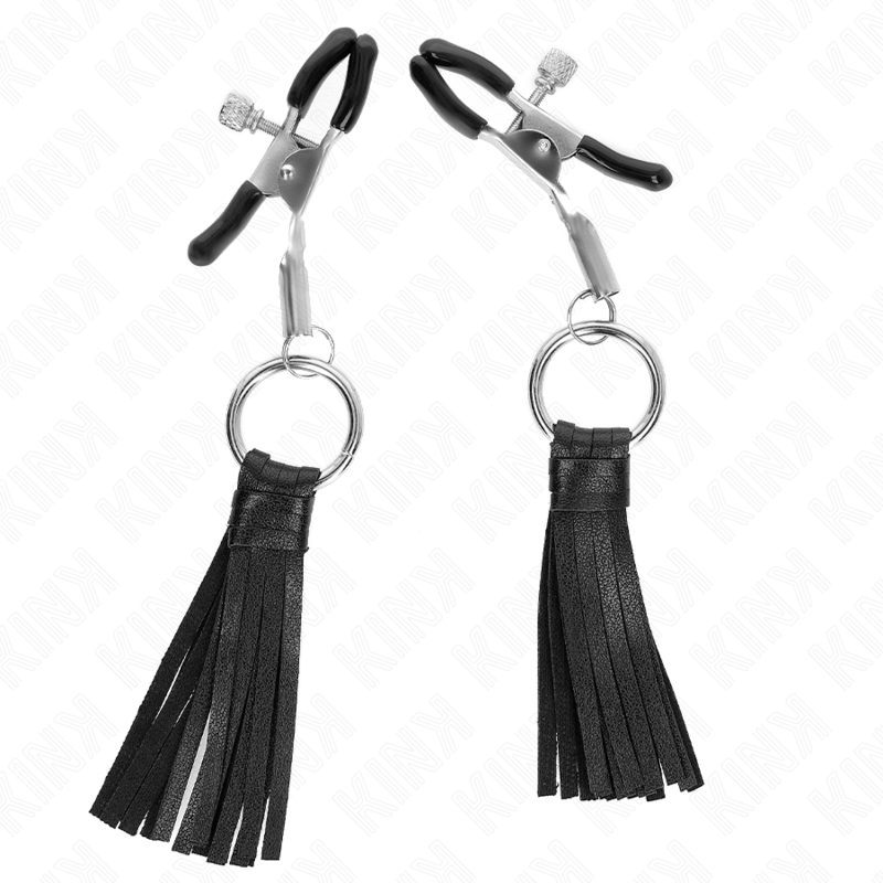 KINK - Grampos de mamilo com borla de couro sintético 6 cm
