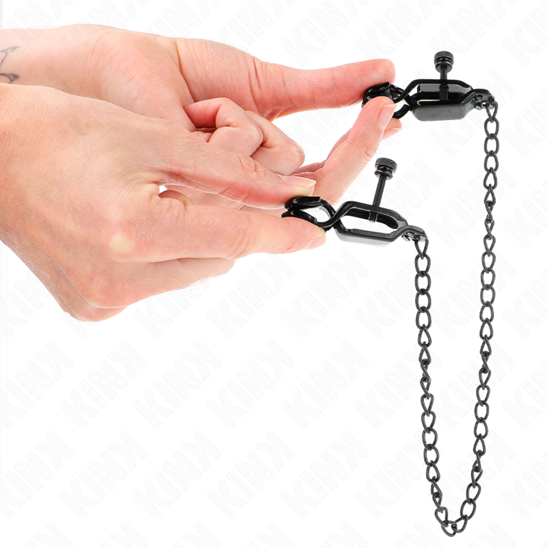 KINK - Grampos de mamilo de corrente plana pretos 30 cm