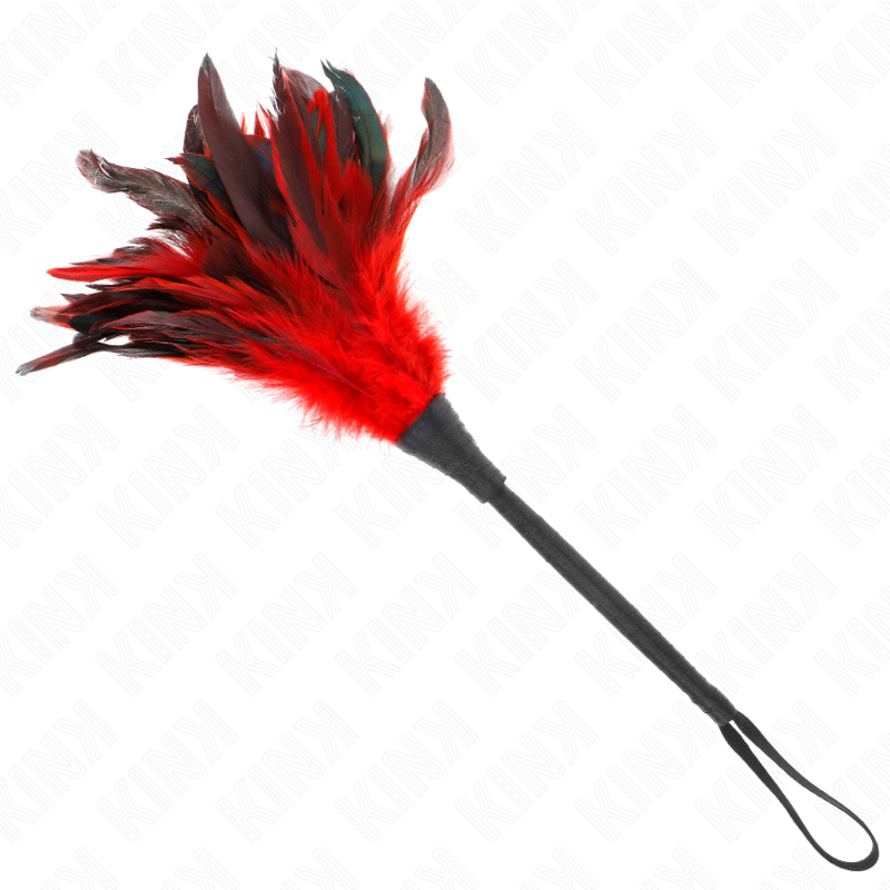 KINK - PLUMAS DE POLLO CON FORMA DE CUERNO DE MAIDS ROJAS 36 CM