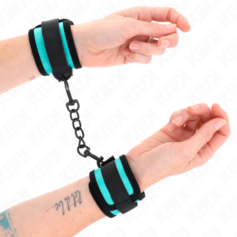 KINK - PULSEIRAS DE NYLON COM GANCHO E LAÇO PRETO-AZUL AJUSTÁVEIS 18-32 CM X 5 CM