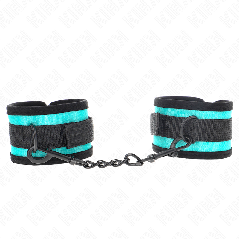 KINK - PULSEIRAS DE NYLON COM GANCHO E LAÇO PRETO-AZUL AJUSTÁVEIS 18-32 CM X 5 CM