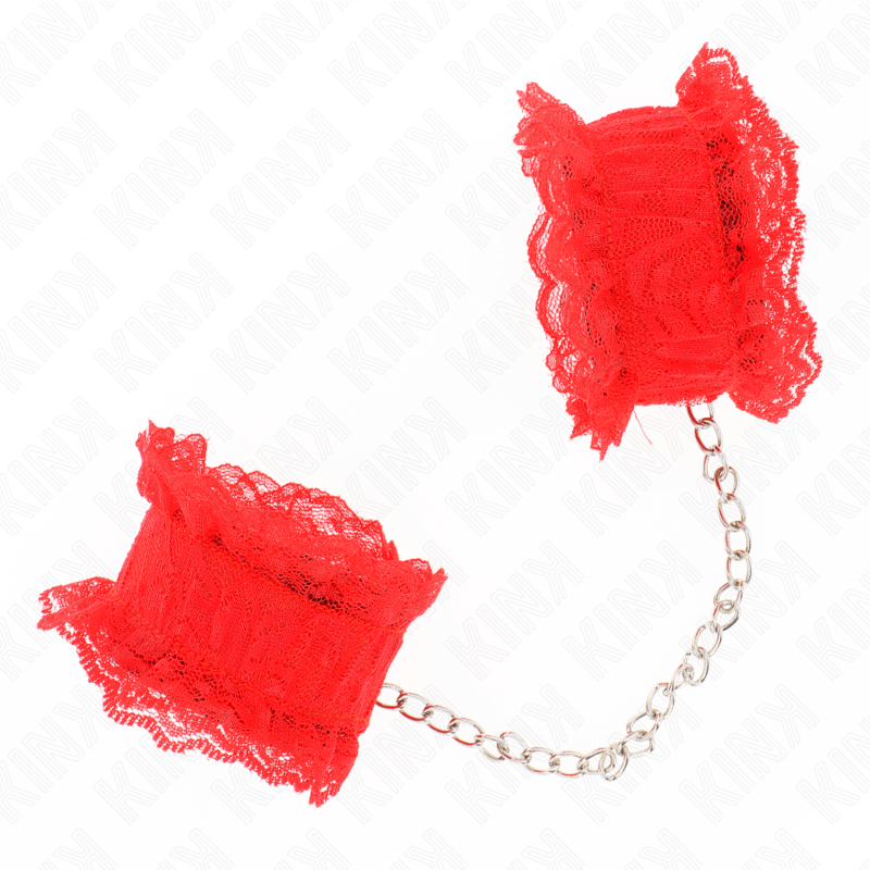 KINK - RESTRIÇÕES DE PUNHO ELÁSTICAS DE RENDA VERMELHAS