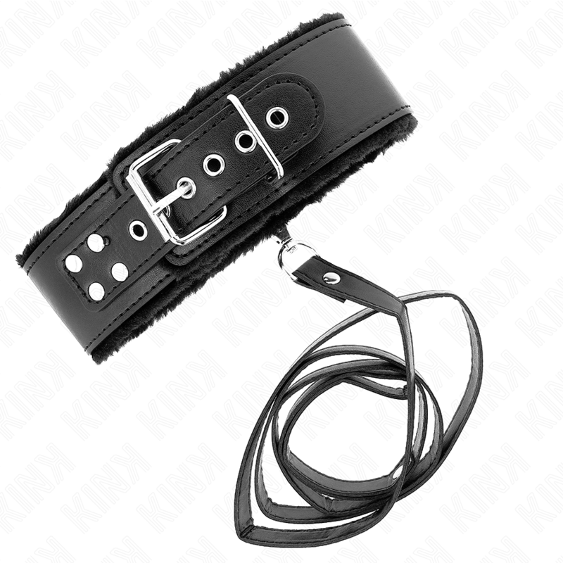 KINK - COLAR COM COLEIRA 116 CM COM TACHAS PRATEADAS MODELO 4 PRETO AJUSTÁVEL 40-48 CM X 6 CM