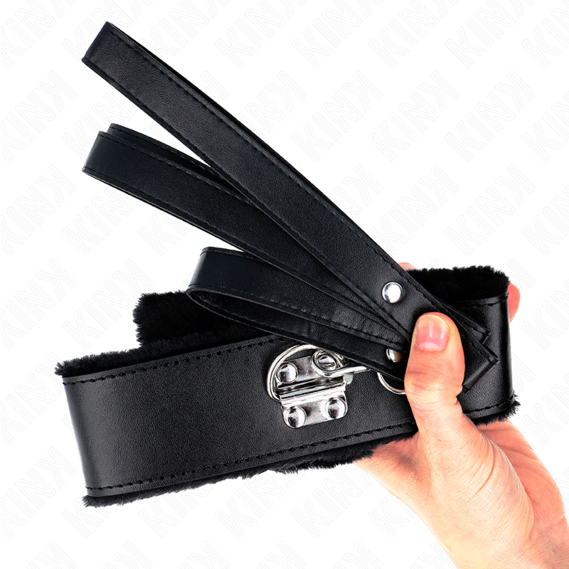 KINK - COLAR COM COLEIRA 116 CM COM TACHAS PRATEADAS MODELO 4 PRETO AJUSTÁVEL 40-48 CM X 6 CM