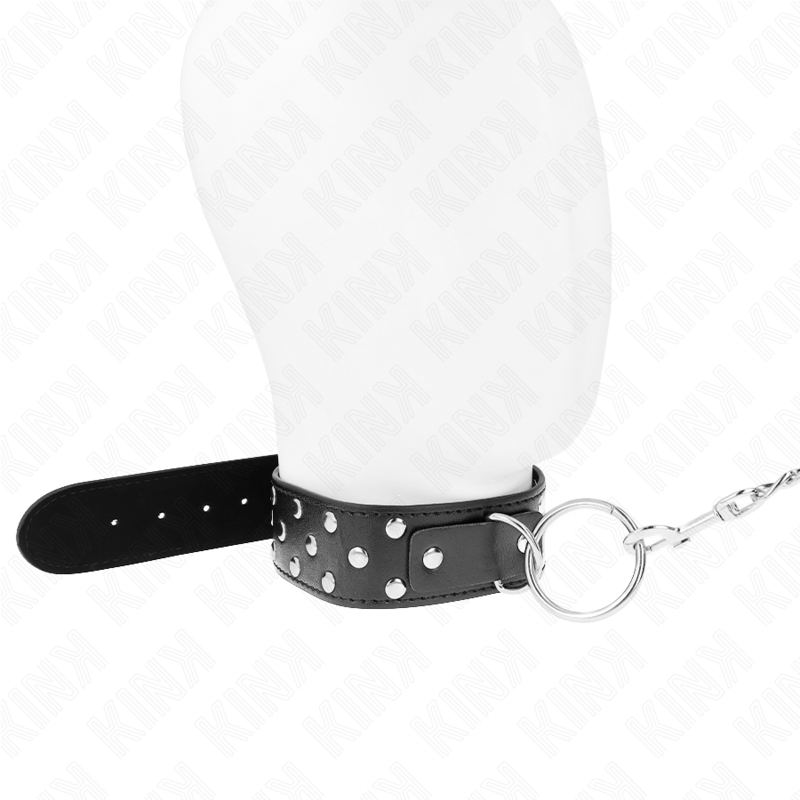 KINK - COLAR COM ALÇA DE REBITE E CINTO 65 CM PRETO AJUSTÁVEL 36-50 CM X 3,8 CM