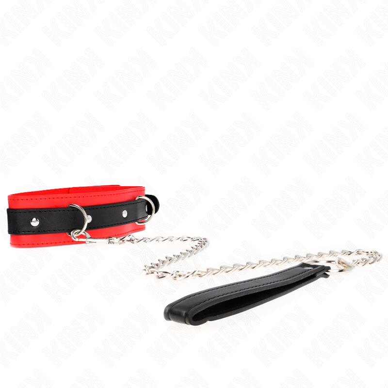 KINK - COLEIRA MODELO BÁSICO COM GUIA 65 CM MODELO 3 VERMELHO 53 X 5 CM