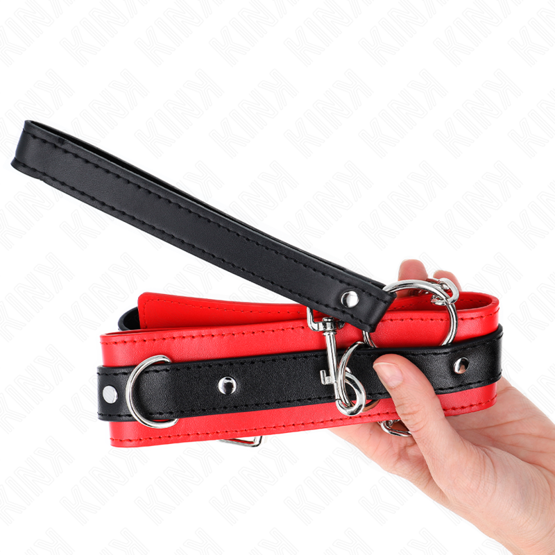 KINK - COLEIRA MODELO BÁSICO COM GUIA 65 CM MODELO 3 VERMELHO 53 X 5 CM