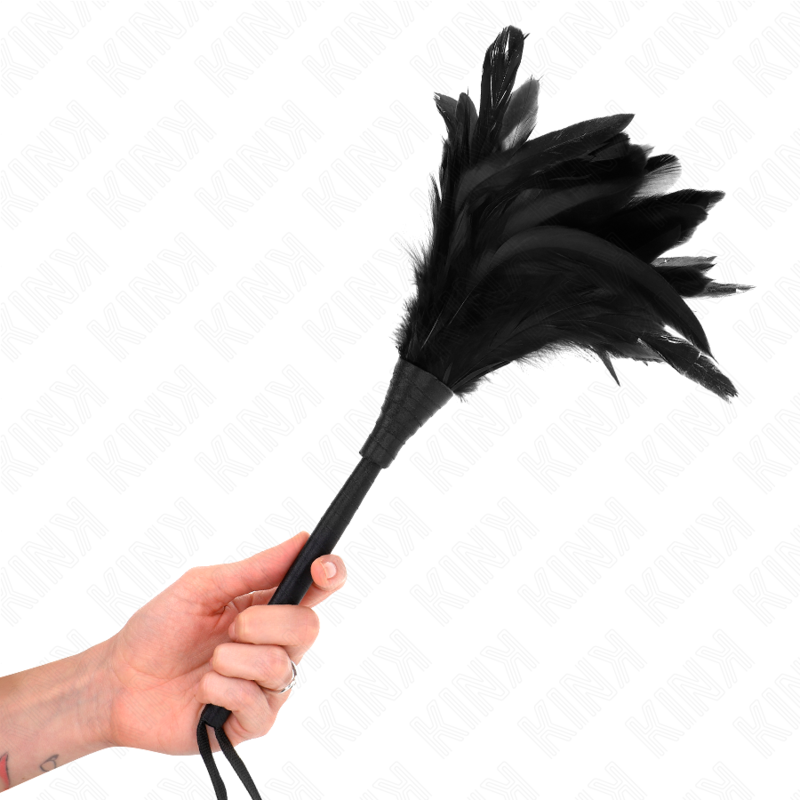 KINK - PLUMAS DE POLLO CON FORMA DE CUERNO DE MAIDS NEGRAS 36 CM