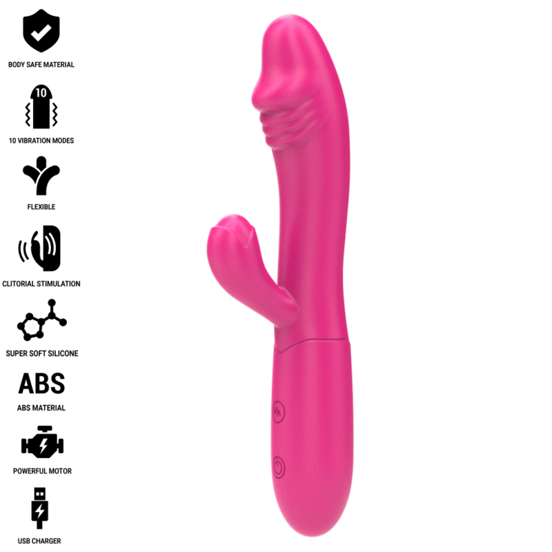 INTENSO - VIBRADOR FLEXÍVEL IVY 10 VIBRAÇÕES COM LÍNGUA ESTIMULANTE ROSA