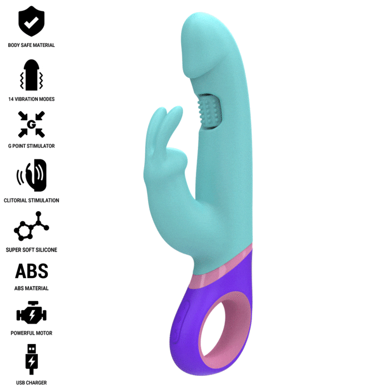 INTENSE - VIBRADOR MONICA RABBIT CON ESTIMULADOR GIRATORIO DEL PUNTO G AZUL