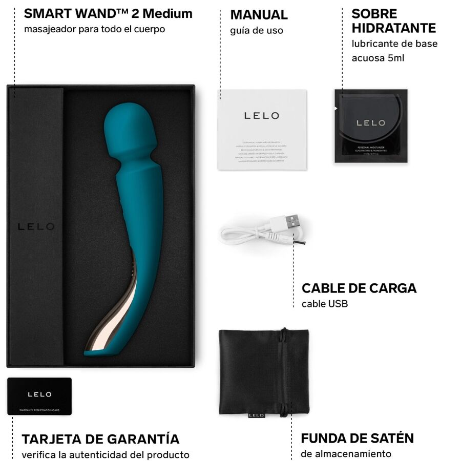 LELO - MASAJEADOR SMART MEDIUM WAND 2 AZUL OCÉANO