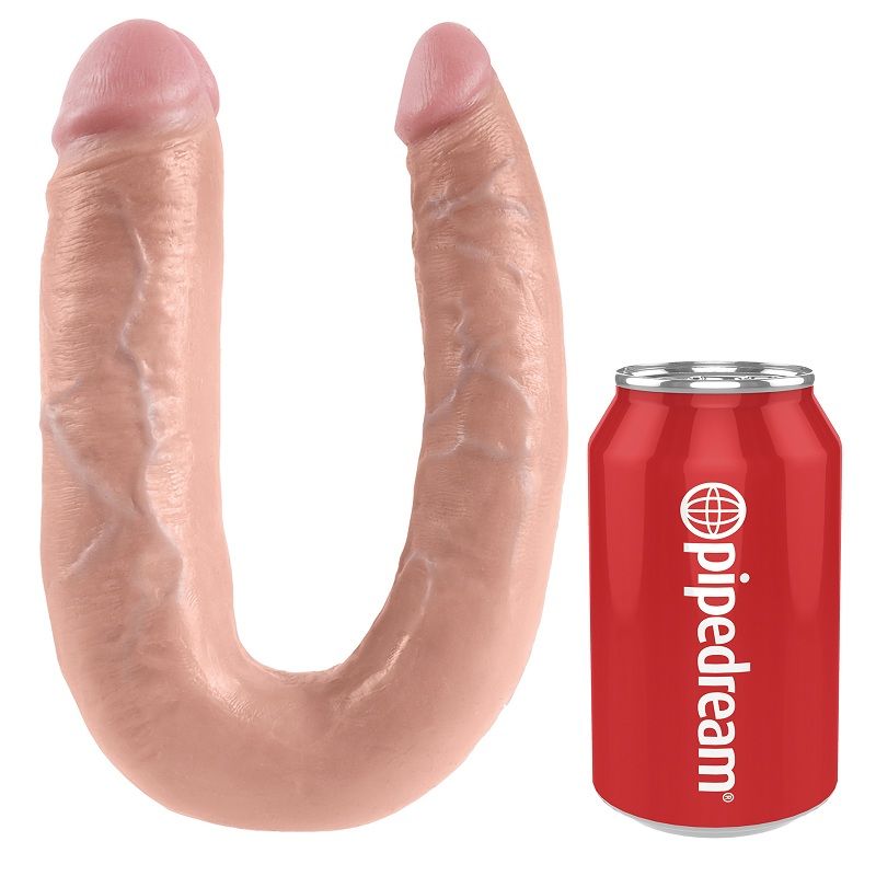 KING COCK - GRANDE EN FORMA DE U, DOBLE PROBLEMA, CARNE, 17,8 CM