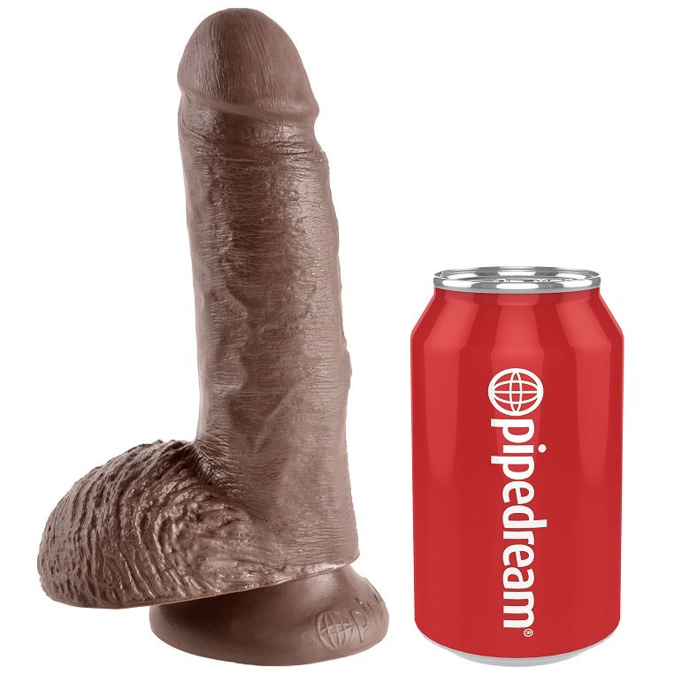 KING COCK - 7 DILDOS MARRONES CON BOLAS 17.8 CM