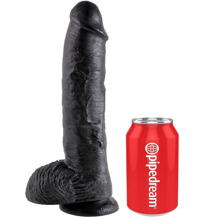 KING COCK - 10 DILDO PRETO COM BOLAS 25.4 CM - Toys "n" Us