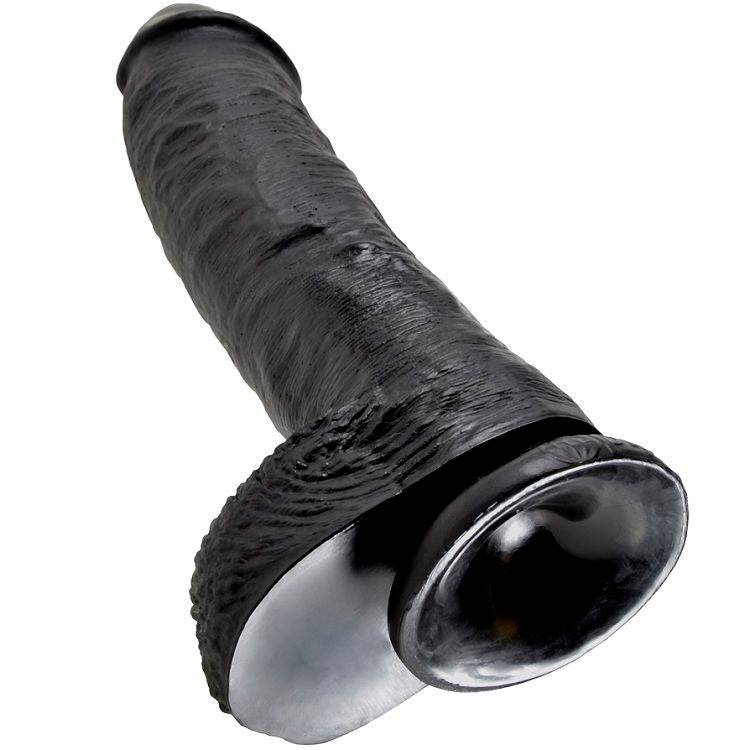 KING COCK - 10 DILDO PRETO COM BOLAS 25.4 CM - Toys "n" Us