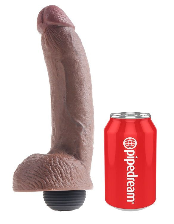 KING COCK - PÊNIS EJACULADOR MARROM REALISTA 22,86 CM