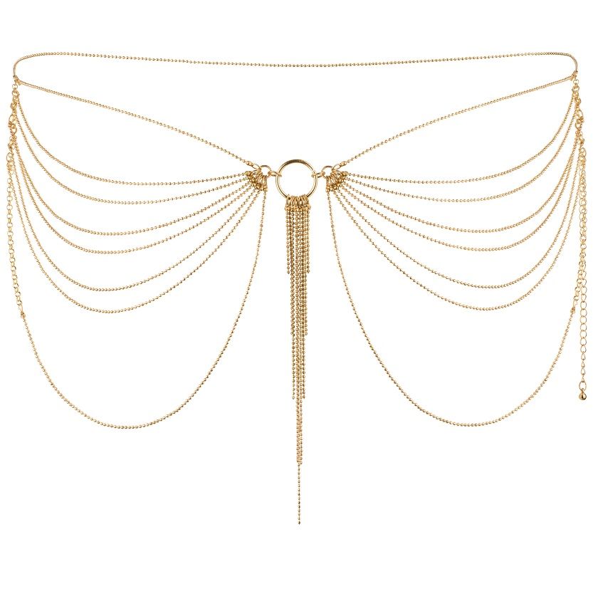BIJOUX - MAGNIFICA JOYA DE CADENA DE METAL PARA CINTURA DORADA