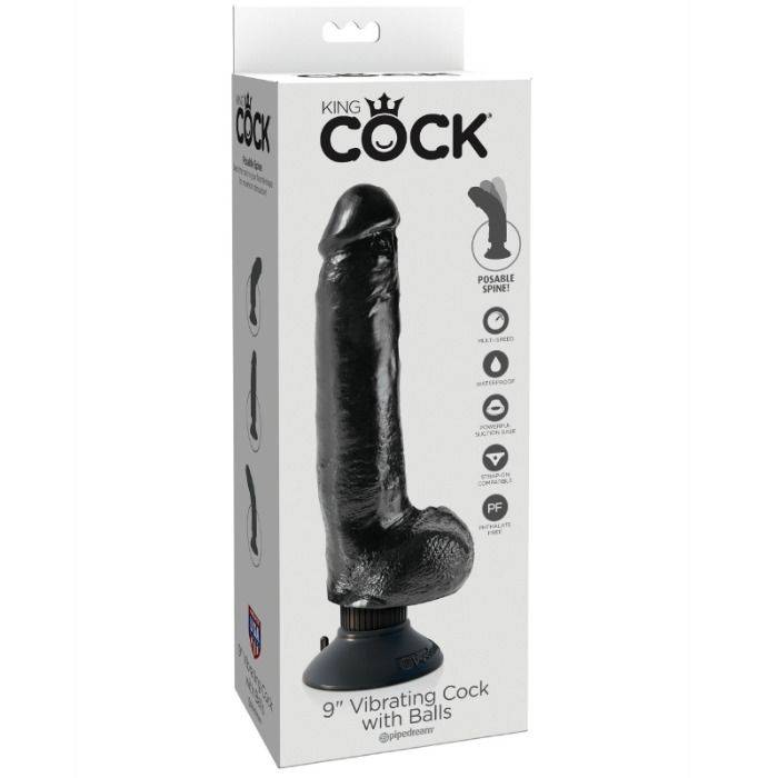KING COCK - DILDO VIBRANTE COM TESTÍCULOS 23 CM PRETO - Toys "n" Us