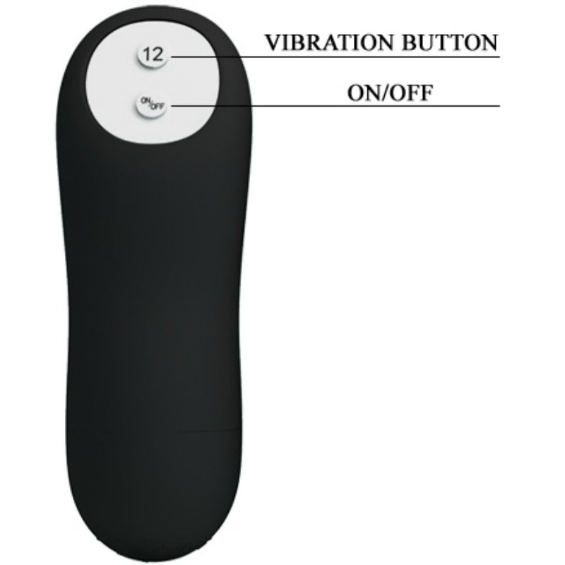 PRETTY LOVE - PLUG ANAL DE SILICONE COM FORMA DE PÊNIS E 12 MODOS DE VIBRAÇÃO PRETO
