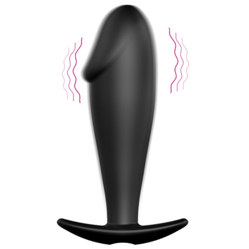 PRETTY LOVE - PLUG ANAL DE SILICONE COM FORMA DE PÊNIS E 12 MODOS DE VIBRAÇÃO PRETO