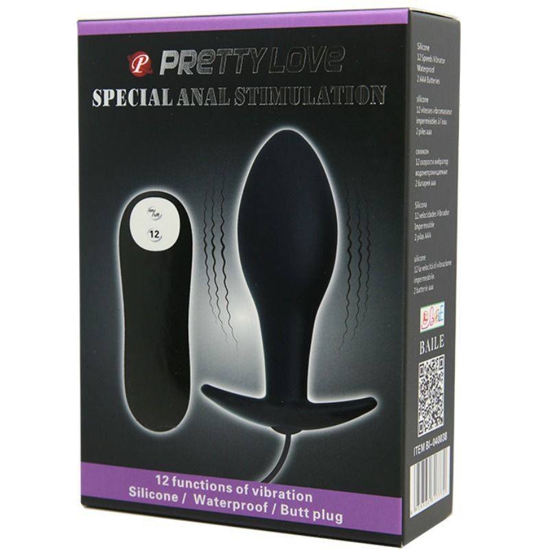 PRETTY LOVE - PLUG ANAL NCORA FORMA SILICONE 12 MODOS DE VIBRAO PRETO - Toys "n" Us