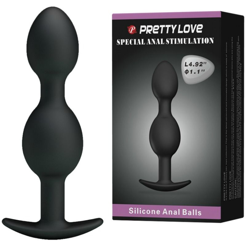PRETTY LOVE - BOLAS ANAL DE SILICONE 12,5 CM PRETAS