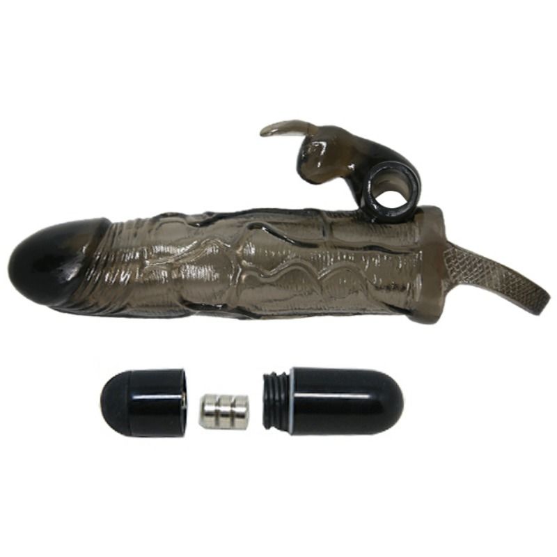 BAILE - BRAVE MAN CAPA PARA PÊNIS COM COELHO PRETO 16,5 CM