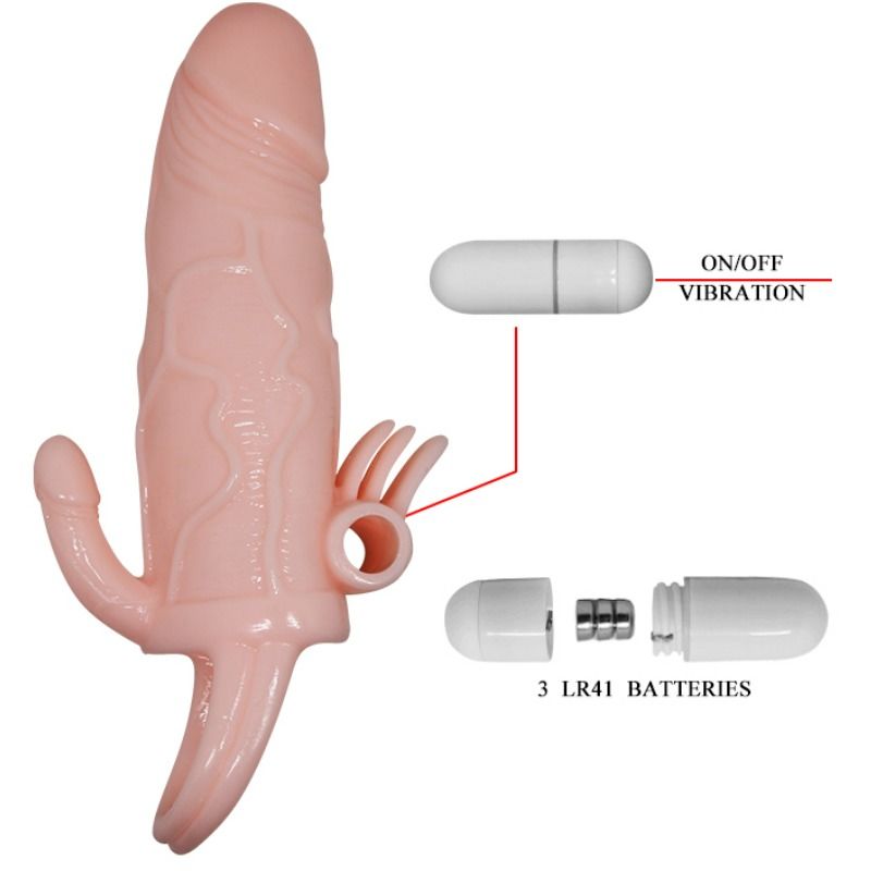 BAILE - BRAVE MAN CAPA PARA PÊNIS COM ESTIMULAÇÃO DE CLITÓRIS E ANAL 16,5 CM