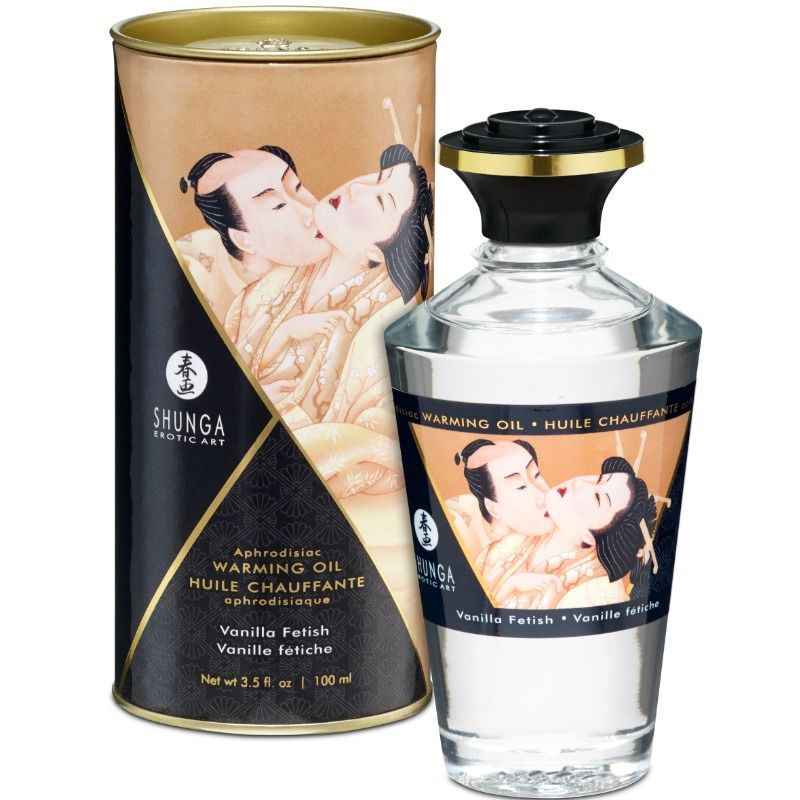 SHUNGA - ÓLEO DE MASSAGEM COM EFEITO CALOR E SABOR BAUNILHA FETICHE 100 ML