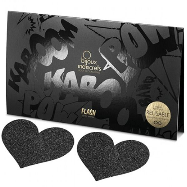 BIJOUX - CORTES DE MAMILOS INDISCRETS FLASH BLACK HEART