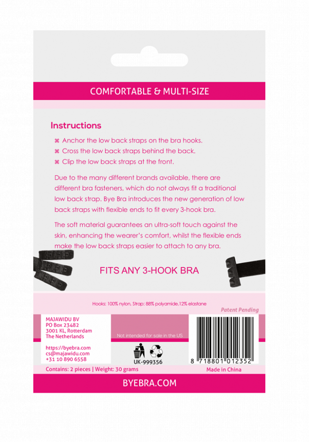 BYE-BRA - ADAPTADOR DE SUJETADOR CON ESPALDA ABIERTA BLANCO Y NEGRO