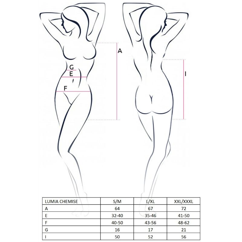 PASSION - MULHER LUMIA CHEMISE PRETA TAMANHO L/XL