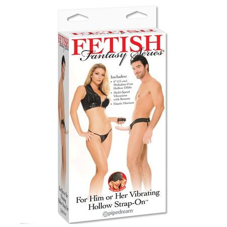 SÉRIE DE FANTASIA FETICHE - ARREIO VIBRADOR OCO PARA ELE E ELA NATURAL 14CM
