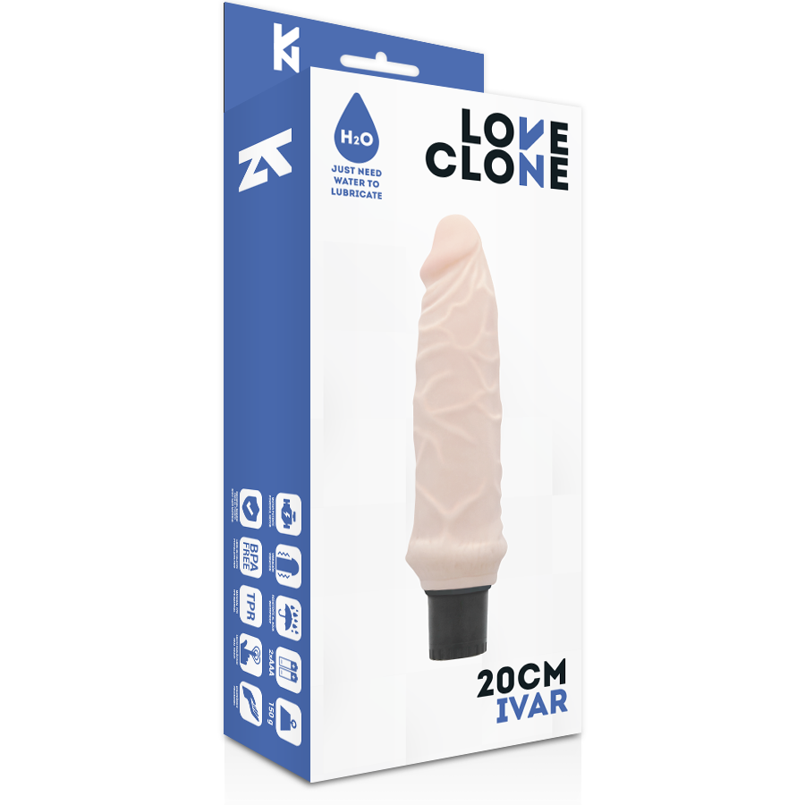LOVECLONE - VIBRADOR AUTOLUBRIFICANTE IVAR 20 CM -O- 3,7 CM