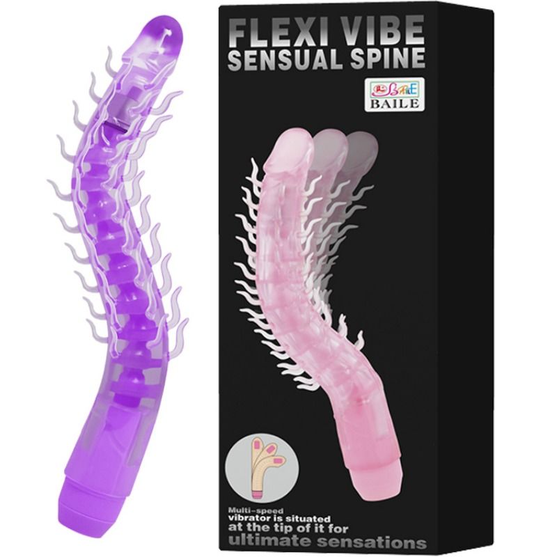 BAILE - FLEXI VIBE SENSUAL SPINE DILDO VIBRANTE DOBRÁVEL LILÁS 23,5 CM