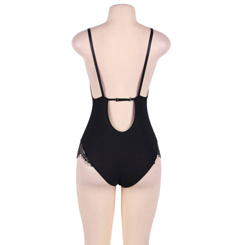 SUBBLIME - QUEEN PLUS TEDDY COM FRANJAS E TRANSPARENTES PRETO