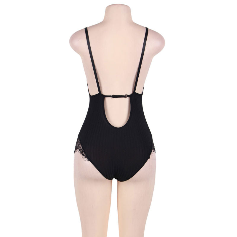 SUBBLIME - QUEEN PLUS TEDDY COM FRANJAS E TRANSPARENTES PRETO