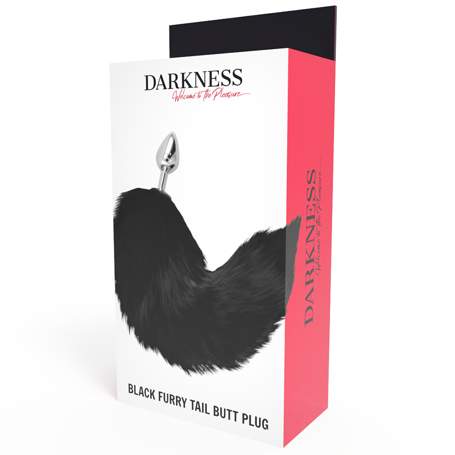 DARKNESS - PLUG ANAL PRATEADO 8 CM COM CAUDA PRETA