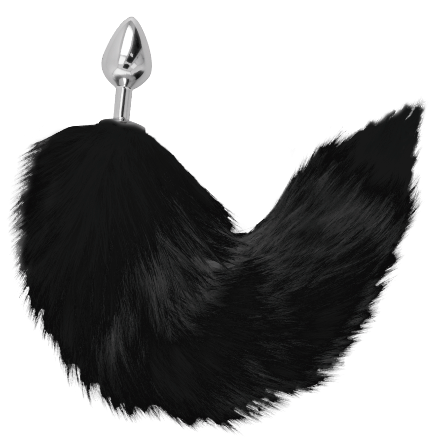 DARKNESS - PLUG ANAL PRATEADO 8 CM COM CAUDA PRETA