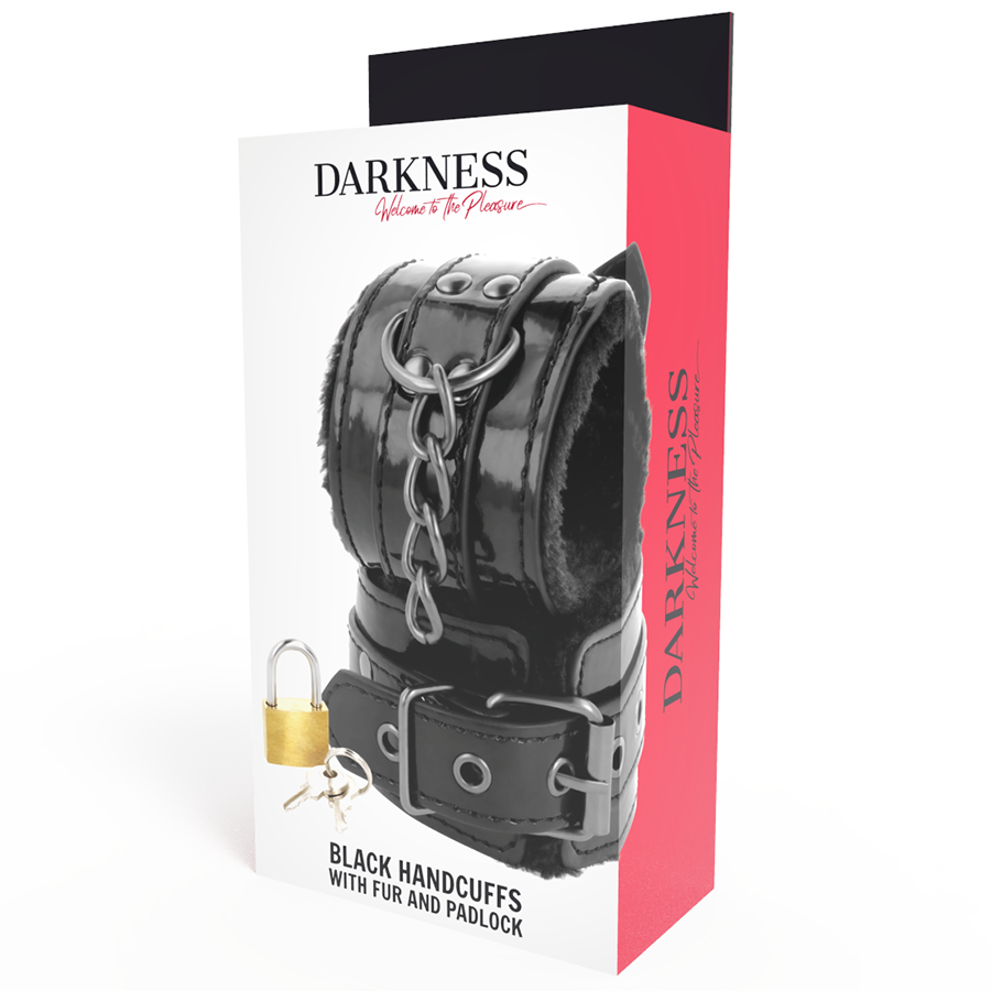 DARKNESS - ALGEMAS DE COURO PRETO AJUSTÁVEIS COM CADEADO