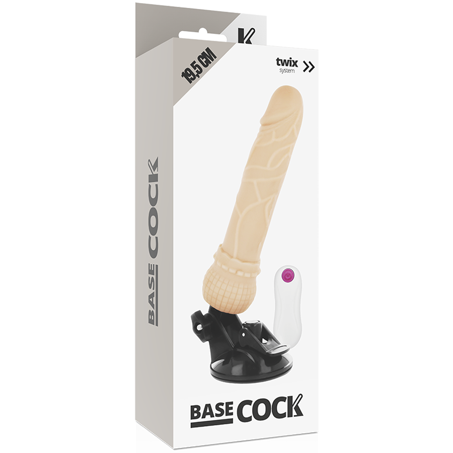 BASECOCK - VIBRADOR REALISTA CONTROLE REMOTO PRETO 19,5 CM -O- 4 CM
