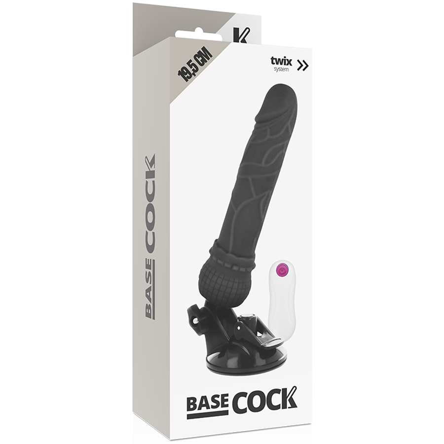 BASECOCK - VIBRADOR REALISTA CONTROLE REMOTO PRETO 19,5 CM -O- 4 CM