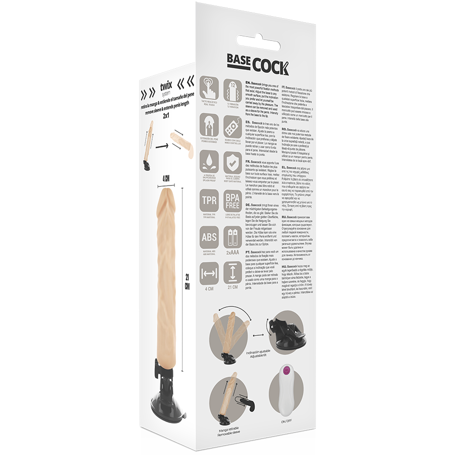 BASECOCK - VIBRADOR REALISTA CONTROLE REMOTO PRETO 21 CM -O- 4 CM