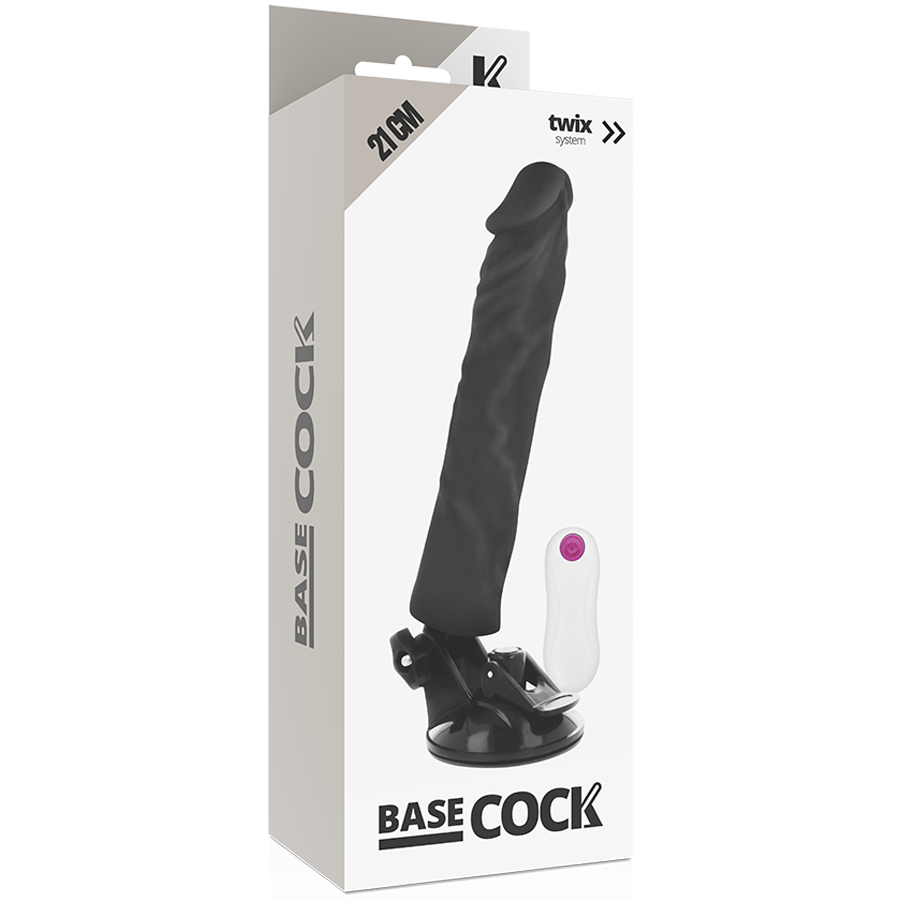 BASECOCK - VIBRADOR REALISTA CONTROLE REMOTO PRETO 21 CM -O- 4 CM