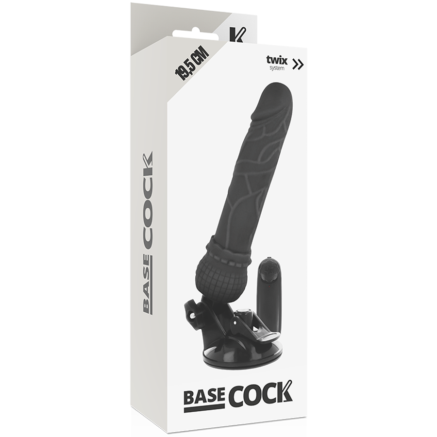 BASECOCK - VIBRADOR REALISTA CONTROLE REMOTO PRETO 19,5 CM -O- 4 CM
