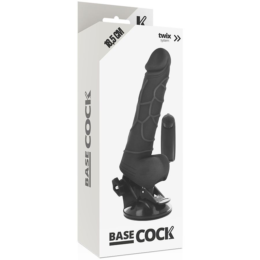 BASECOCK - VIBRADOR REALÍSTICO COM CONTROLE REMOTO PRETO 18,5 CM -O- 4CM