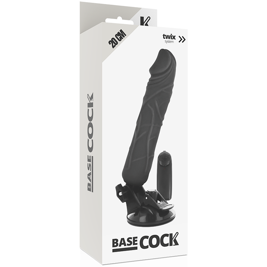 BASECOCK - VIBRADOR REALISTA CONTROLE REMOTO PRETO 20 CM -O- 4 CM