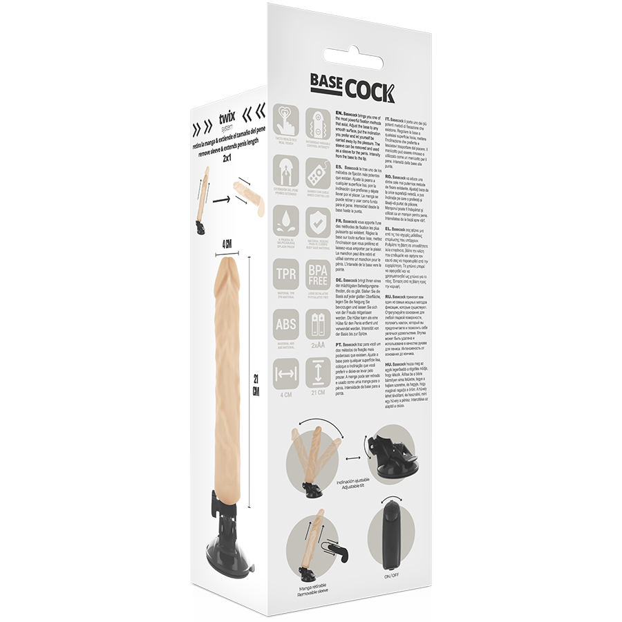 BASECOCK - VIBRADOR REALISTA CONTROLE REMOTO PRETO 21 CM -O- 4 CM