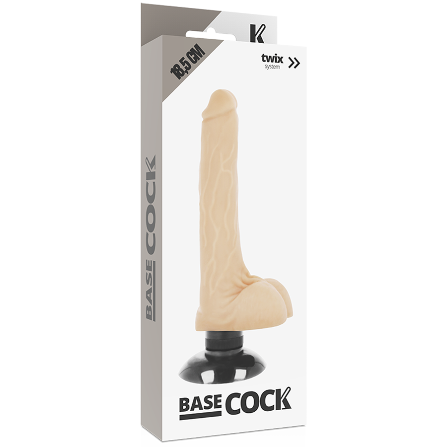 BASECOCK - VIBRADOR REALISTA 2-1 NEGRO 18,5 CM -O- 4 CM