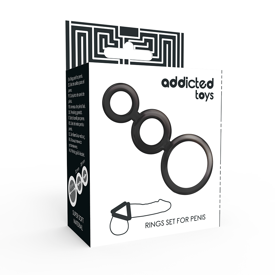 JUGUETES ADICTO - SET DE ANILLOS PARA EL PENE - AHUMADO
